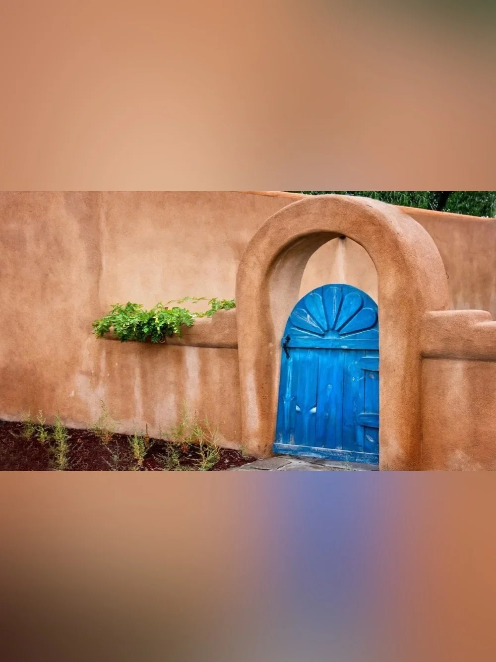 Authentic New Mexican art | Blue Door Garden Canvas Wall Art - Picture 2 of 2